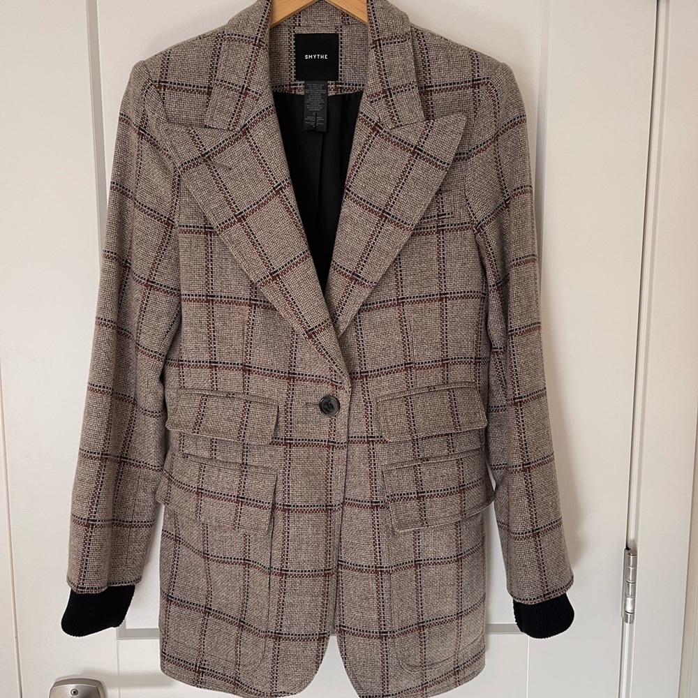 Smythe Women's Checkered Blazer - Gray and Black